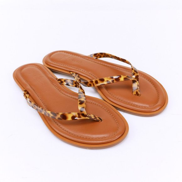 NEW J. Crew Capri Leather Thong Sandals Flip Flops 7 in Leopard